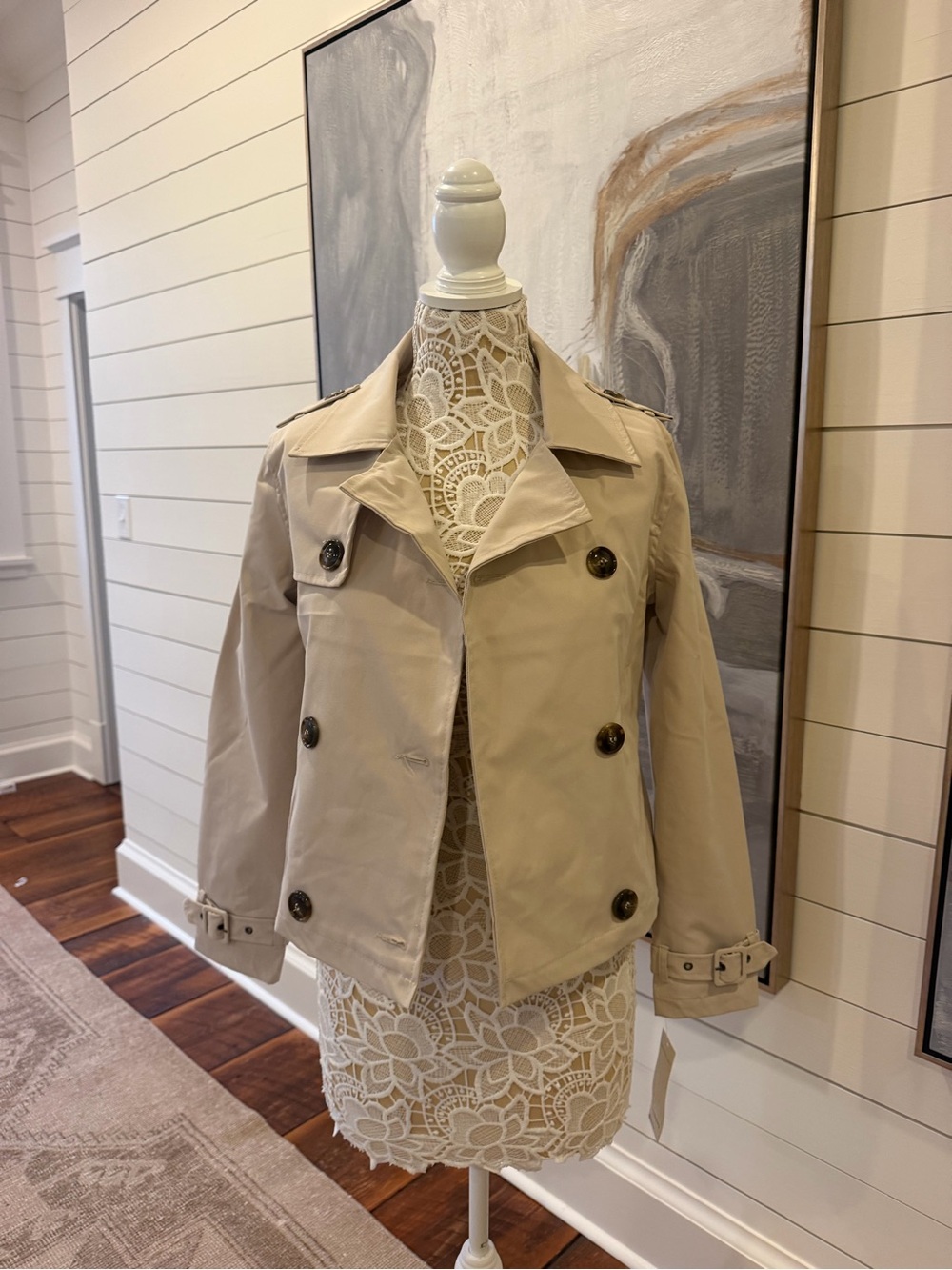 Beige Double-Breasted Trench Jacket - Women’s Short Trench Coat